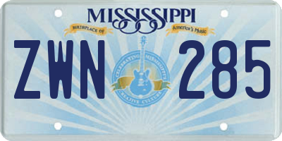 MS license plate ZWN285