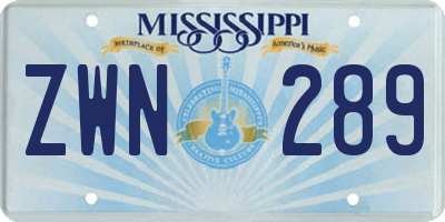 MS license plate ZWN289