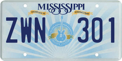 MS license plate ZWN301
