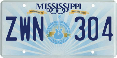 MS license plate ZWN304