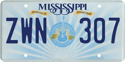 MS license plate ZWN307