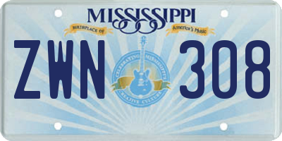 MS license plate ZWN308