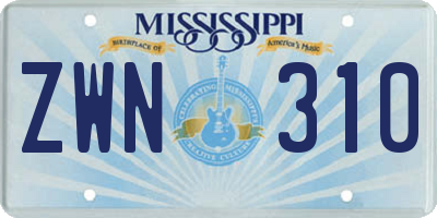 MS license plate ZWN310