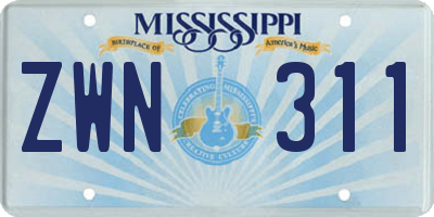 MS license plate ZWN311
