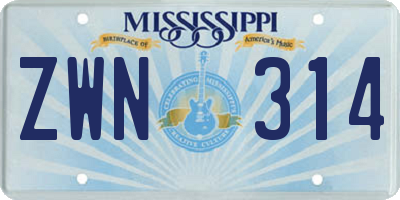 MS license plate ZWN314