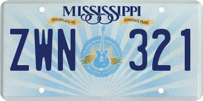 MS license plate ZWN321