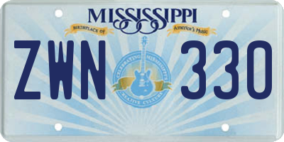 MS license plate ZWN330