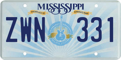 MS license plate ZWN331
