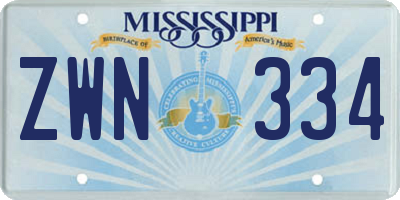 MS license plate ZWN334