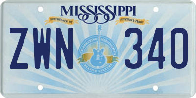 MS license plate ZWN340