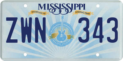 MS license plate ZWN343