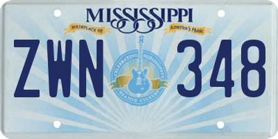 MS license plate ZWN348