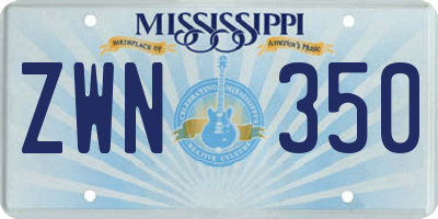 MS license plate ZWN350