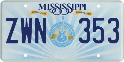 MS license plate ZWN353