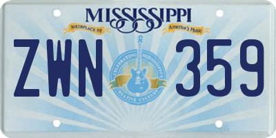 MS license plate ZWN359