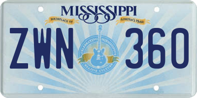 MS license plate ZWN360