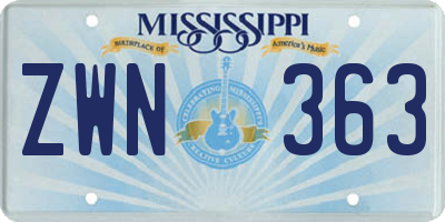 MS license plate ZWN363