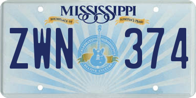 MS license plate ZWN374