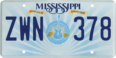 MS license plate ZWN378