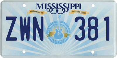 MS license plate ZWN381