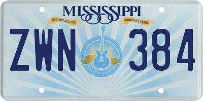 MS license plate ZWN384