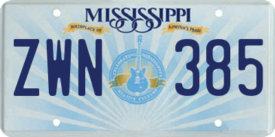 MS license plate ZWN385