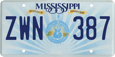 MS license plate ZWN387