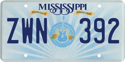 MS license plate ZWN392