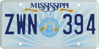 MS license plate ZWN394