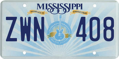 MS license plate ZWN408