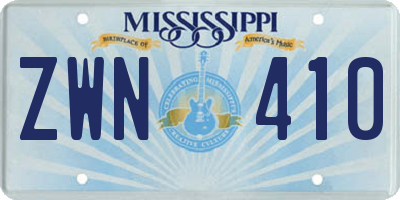 MS license plate ZWN410