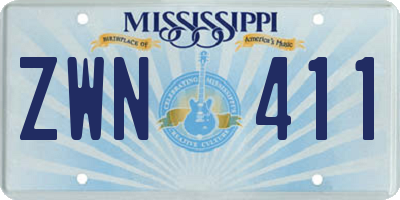 MS license plate ZWN411