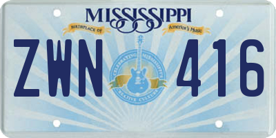 MS license plate ZWN416