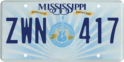 MS license plate ZWN417