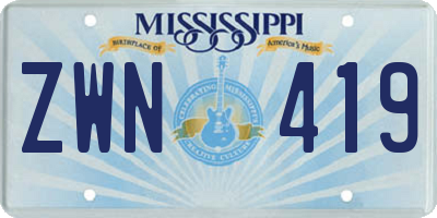 MS license plate ZWN419