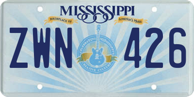 MS license plate ZWN426