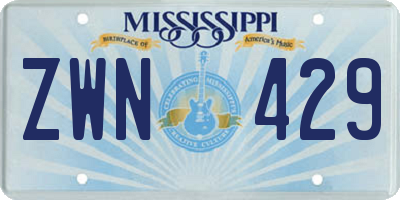 MS license plate ZWN429