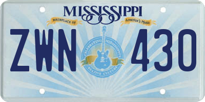 MS license plate ZWN430