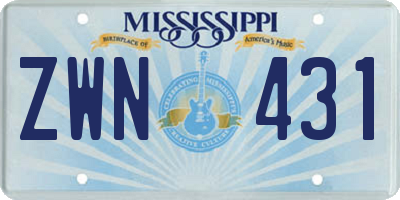 MS license plate ZWN431