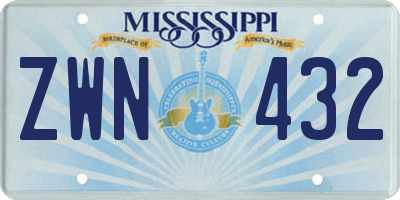 MS license plate ZWN432