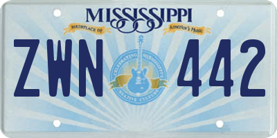 MS license plate ZWN442