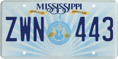 MS license plate ZWN443
