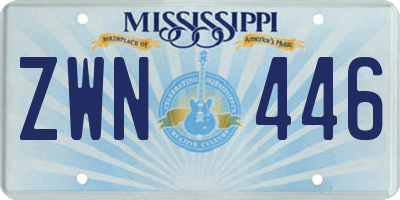 MS license plate ZWN446