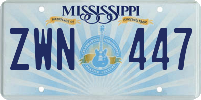 MS license plate ZWN447