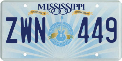 MS license plate ZWN449