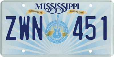 MS license plate ZWN451