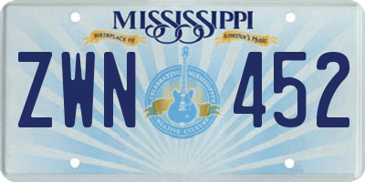 MS license plate ZWN452