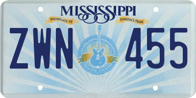 MS license plate ZWN455