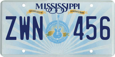 MS license plate ZWN456