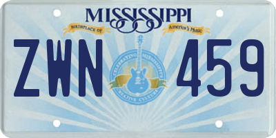 MS license plate ZWN459